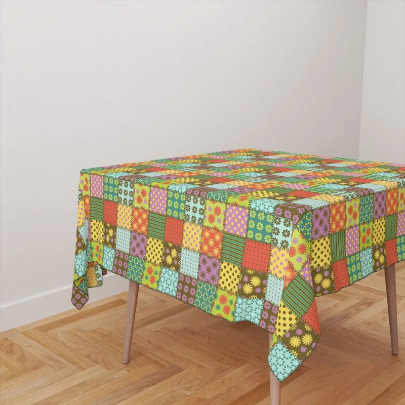 Toalha De Mesa Quadrada Tecido Oxford Retalhos TL38 - 140x140cm