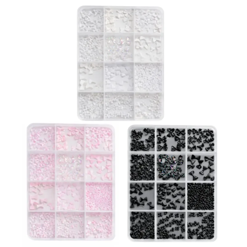 Kit Decoração Para Unhas Luxo Laço, Coração E Flor Dafu