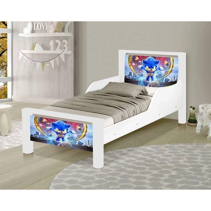Mini Cama Infantil Game Adesivada Com Colchão Branco