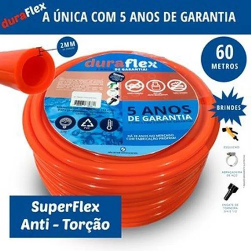 Mangueira 60 Metros Siliconada Anti-Torção Laranja