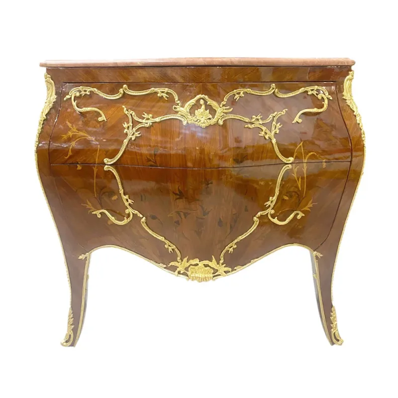 Cômoda Clássica em Marchetaria com Tampo em Mármore - 92x120x55cm-39294-Prime Home Decor-Prime Home Decor