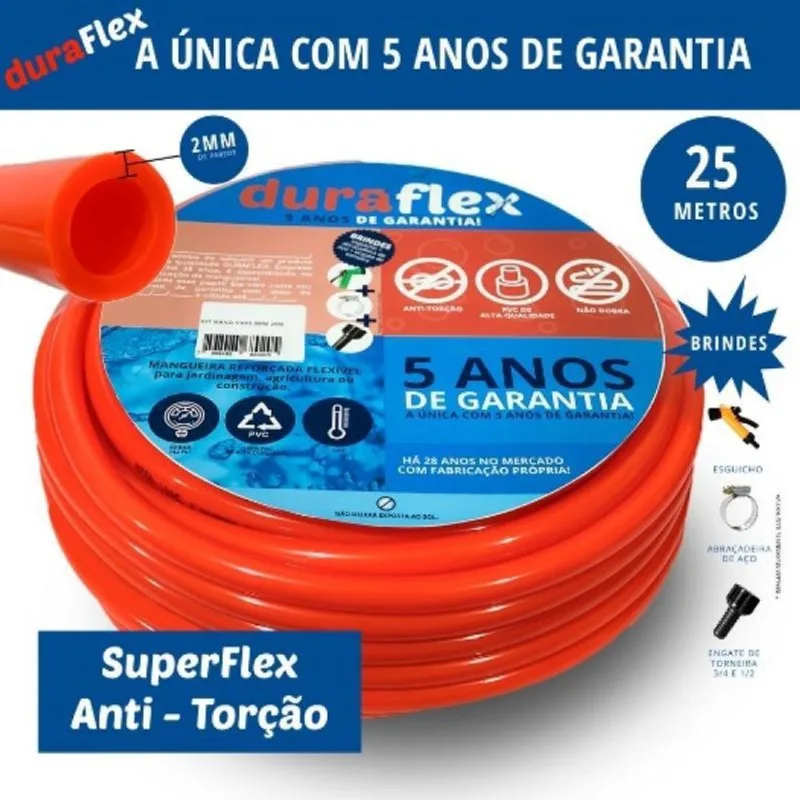 Mangueira De Jardim Siliconada Laranja 25Mts Duraflex