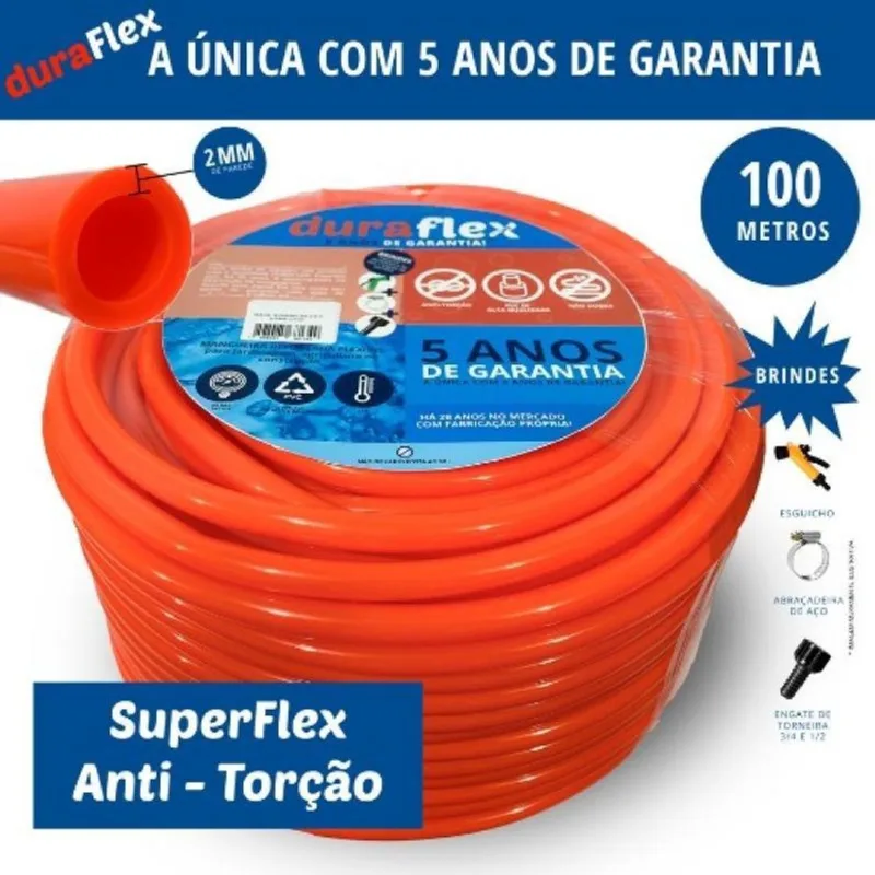 Mangueira Anti-Torção Siliconada Laranja 100 M Duraflex
