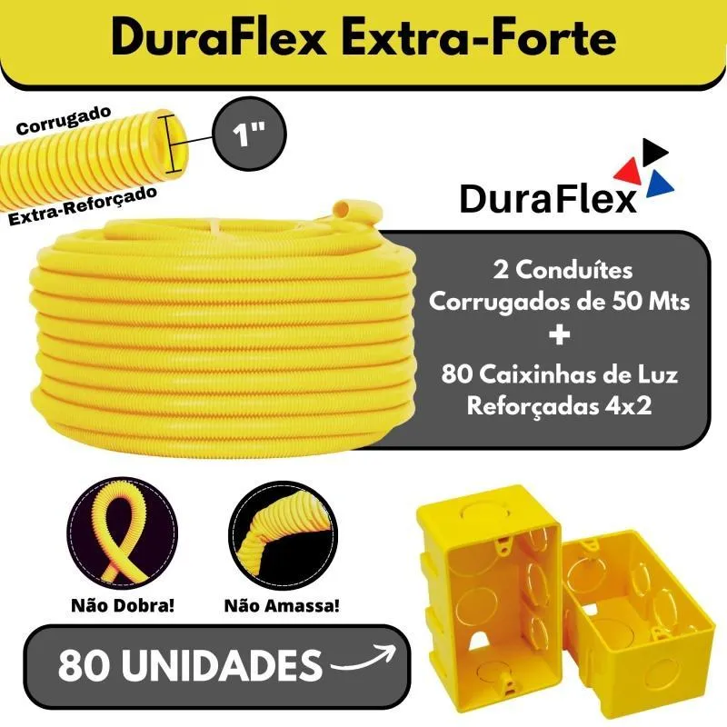 Kit 2 Conduítes 1 50mts Amarelo + 80 Caixas 4x2 Amarelas