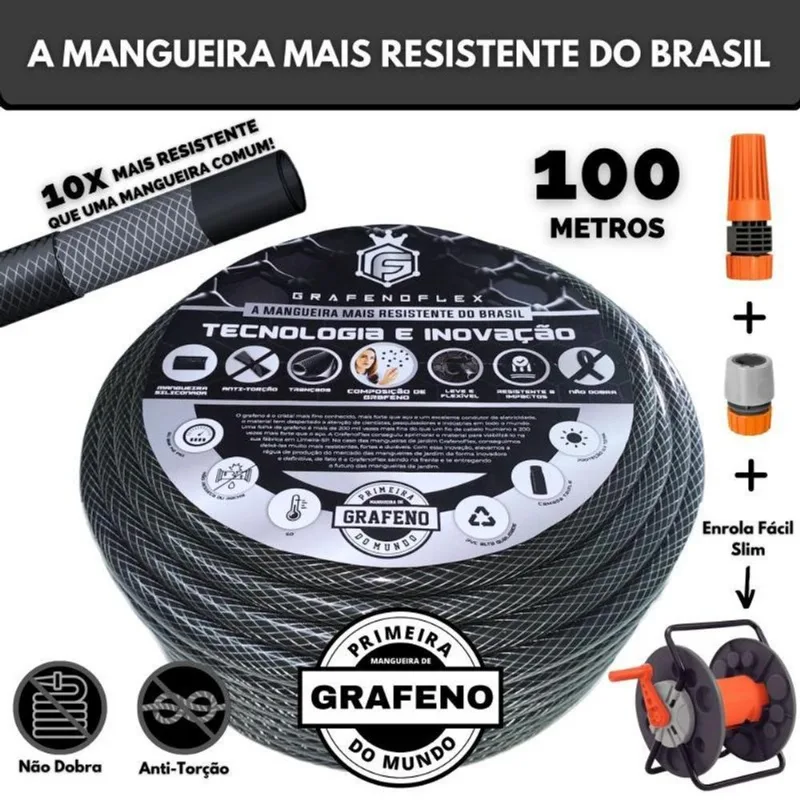Mangueira De Quintal Com Enrolador Fixo 100 Mts - Gf