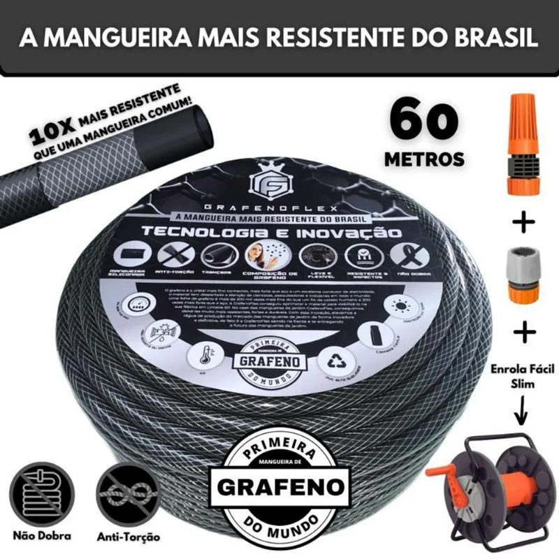 Mangueira De Quintal Com Enrolador Fixo 60 Mts - Gf