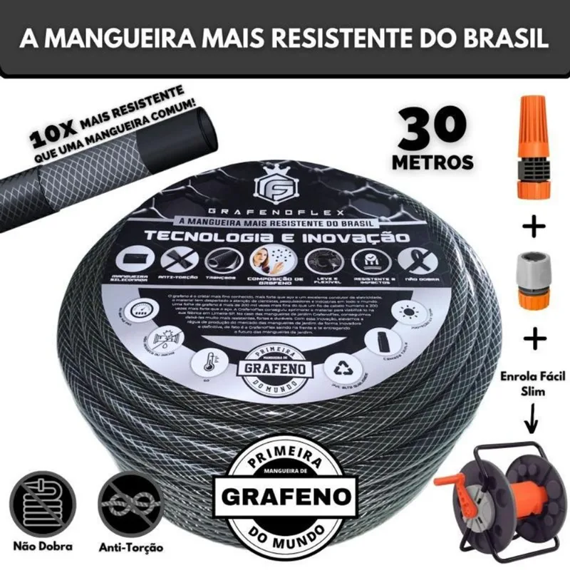Mangueira Para Quintal 30 Mts Com Enrolador Fixo - Gf