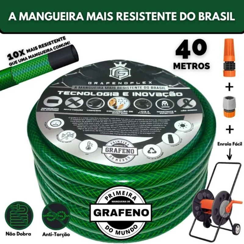 Mangueira Para Jardim Com Carrinho Enrolador 40 Mts - Gf.