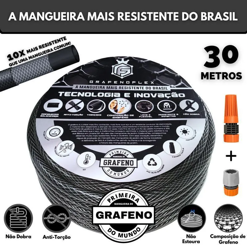 Mangueira GrafenoFlex Grafitte 30m - Resistente e Flexível