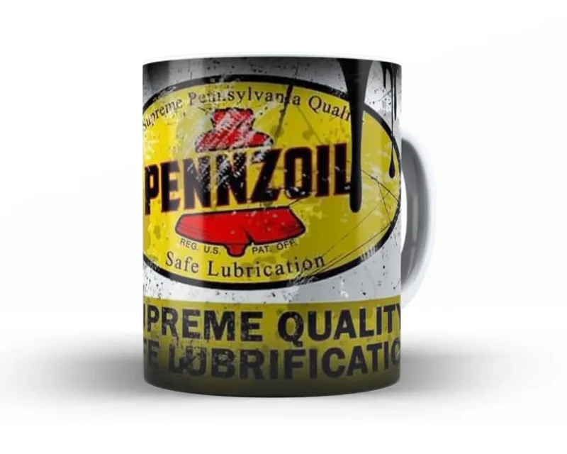 Caneca Cerâmica 325ml Estampada Retrô Pennzoil Lubrification