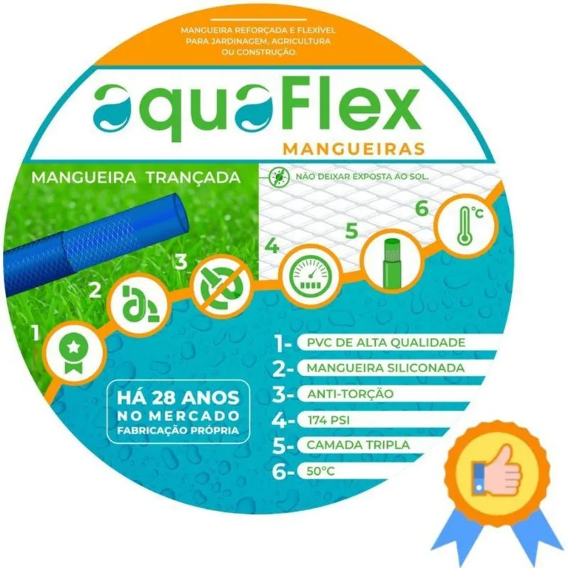 Mangueira Aquaflex Azul 10m - Pvc Triplo + Kit Irrigação