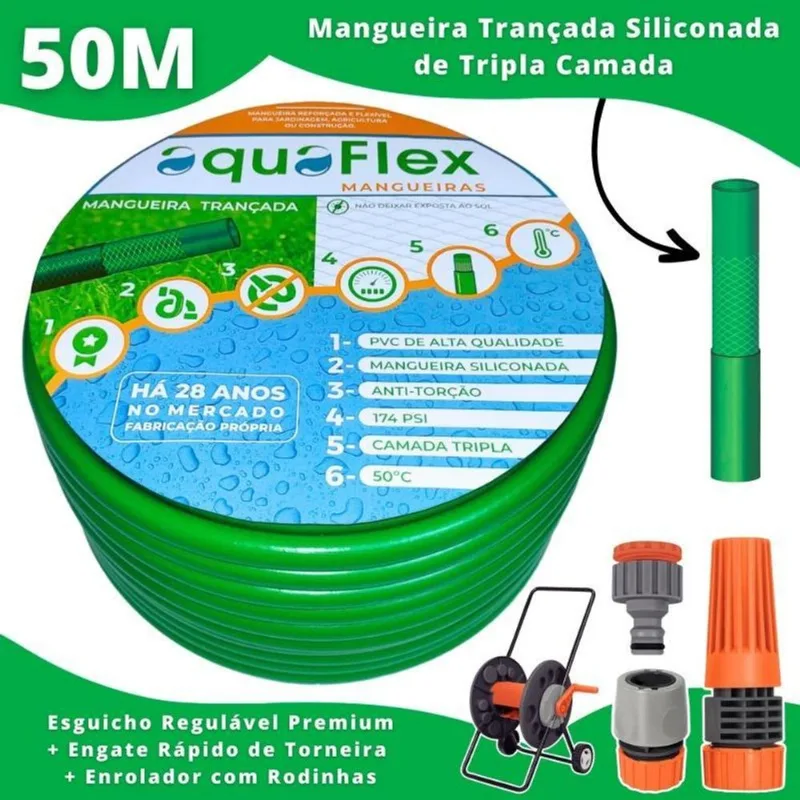 Mangueira Aquaflex Verde 1/2 X 2,00 Mm - Resistente E Flex.