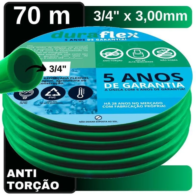 Mangueira De Jardim Resistente 70Mt 3/4 X 3Mm Verde