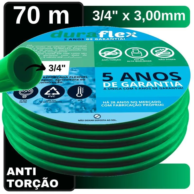 Mangueira Ultra Resistente 70m 3/4 X 3mm Verde