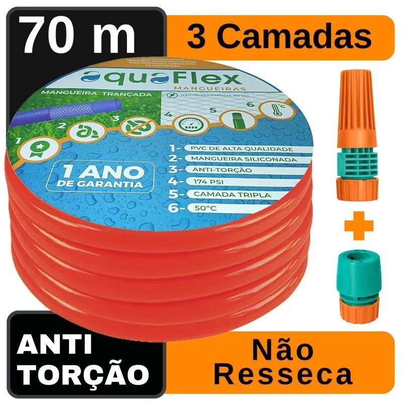 Mangueira Jardim Aquaflex Trançada Antitorção 70 M