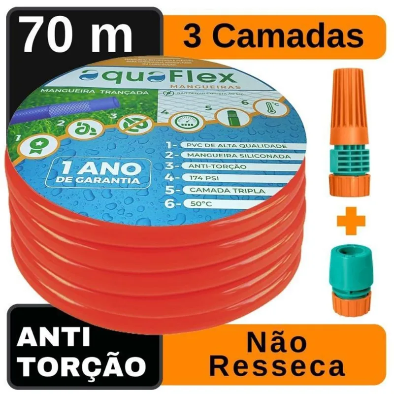 Mangueira De Jardim Aquaflex Tripla Camada 70M