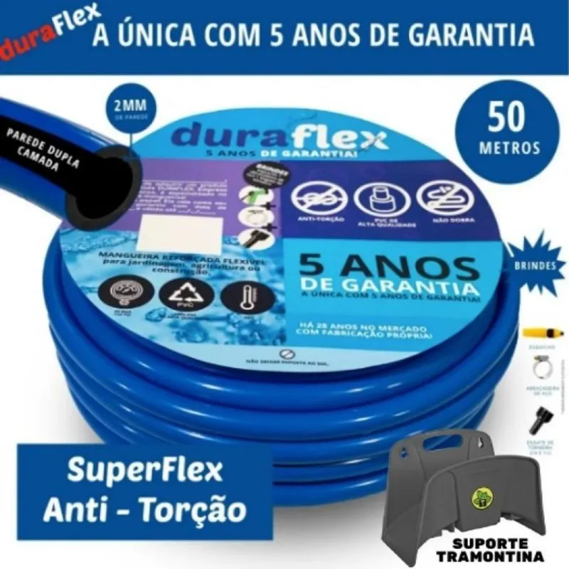Mangueira Duraflex Azul 1/2 X 2,00 Mm - Resistente - 50m