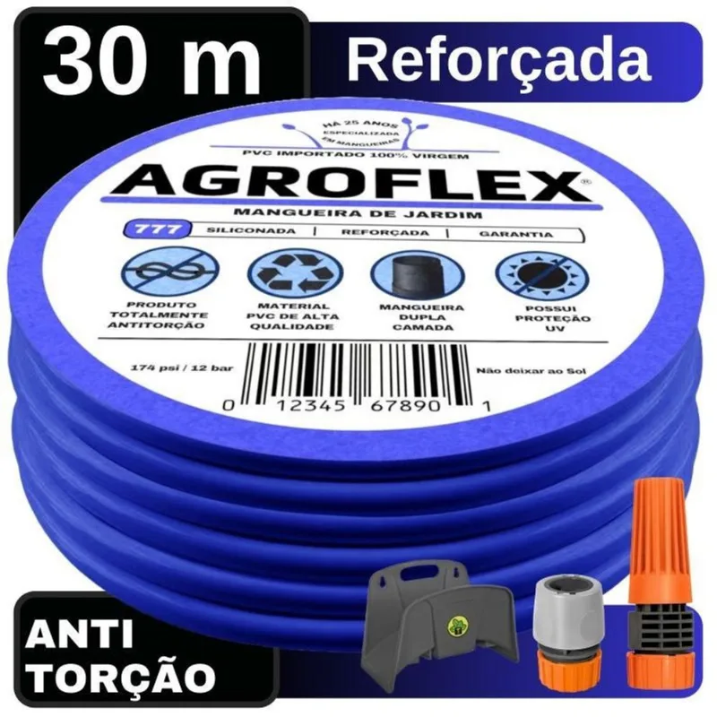 Mangueira De Jardim Agroflex 30Mt + Suporte Tramontina