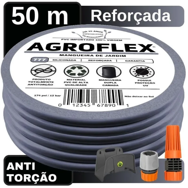 Mangueira Jardim Agroflex 50Metro Com Suporte Tramontina
