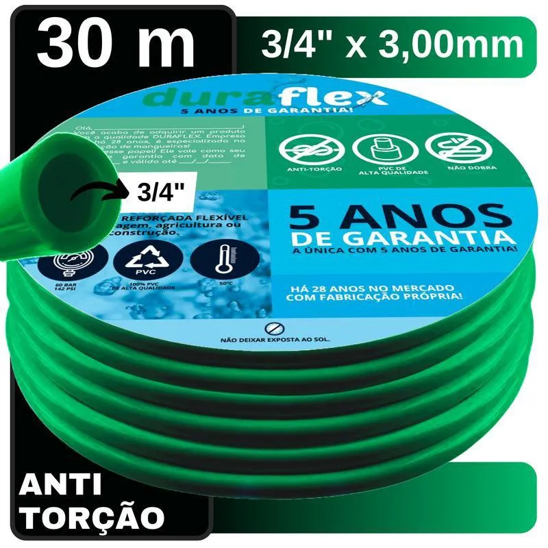 Mangueira De Quintal Resistente 30 M 3/4 X 3Mm Verde