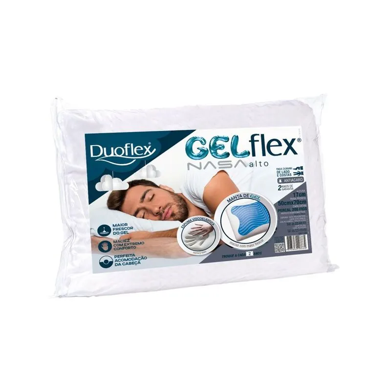 Travesseiro Viscoelástico Gelflex Nasa GN1100 c/ Capa Percal 200 Fios (50x70) - Duoflex
