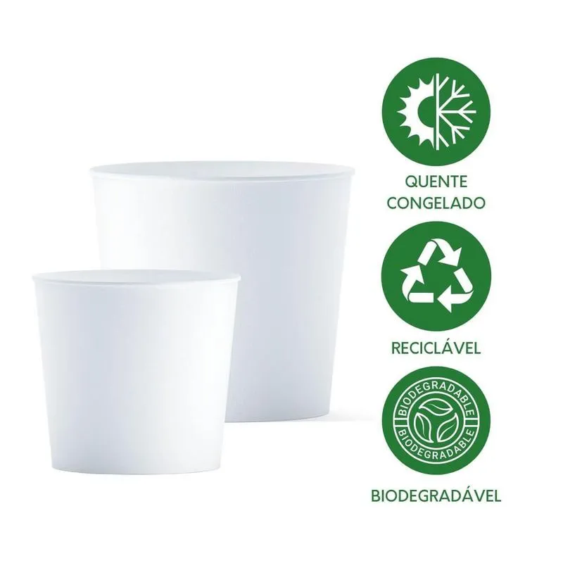 Pote Papel Branco Sem Tampa 100% Bio 160ml - Cx 500 Und