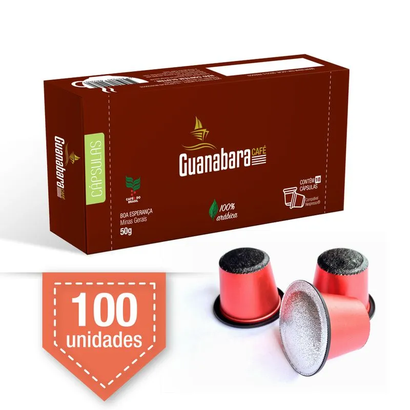 Kit 100 Cápsulas De Café Guanabara Especial Clássico Gourmet Compatível Nespresso