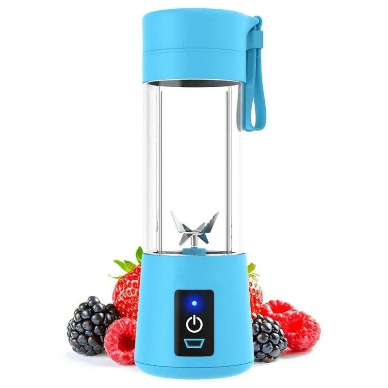 Mini Liquidificador Mixer Juice Cup Portatil 320ml Usb 6 Lâminas - Juicer - Azul