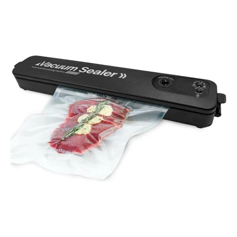Seladora A Vácuo Doméstica Preta Bivolt Com 10 Sacos Vacuum Sealer Embaladora