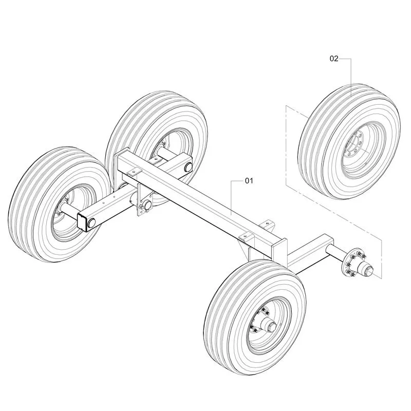 EIXO TANDEM NR. 9 - COMPL. PNEU 11 L-15 92833 (CONJUNTO COMPLETO)