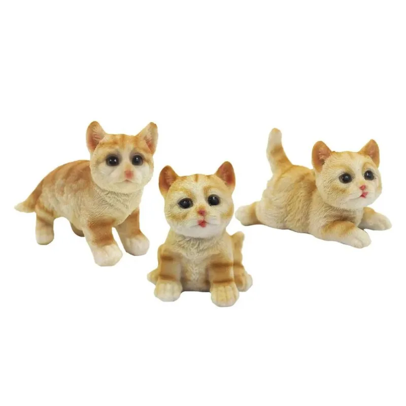 Kit 3 Gatos Decorativos Em Resina 8,5cm – Trio Charme Para O Lar