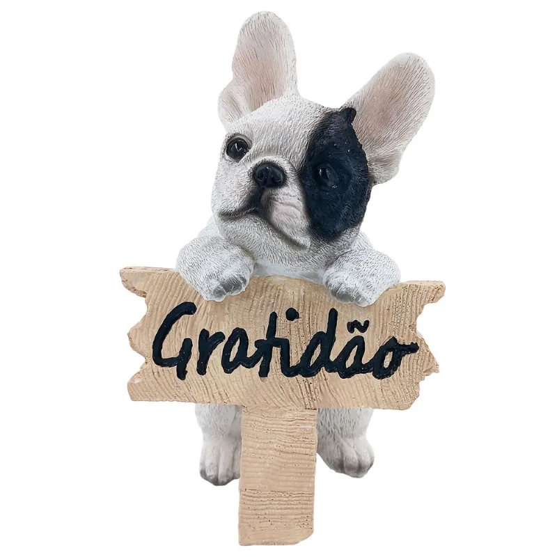 Bichinho C/ Placa Decorativo 13x11cm em Resina Youbai-Modelo 1 Gratidão