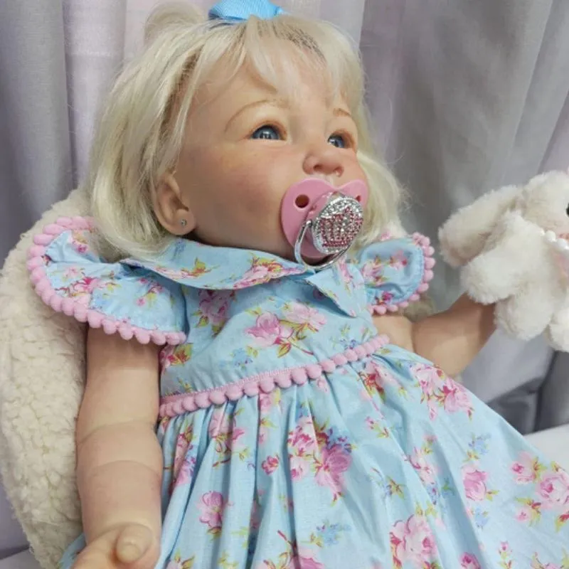 Boneca Bebê Reborn Artesanal Corpo De Pano Macio Cabelo Implantado Fio A Fio 55cm Sonho Realista