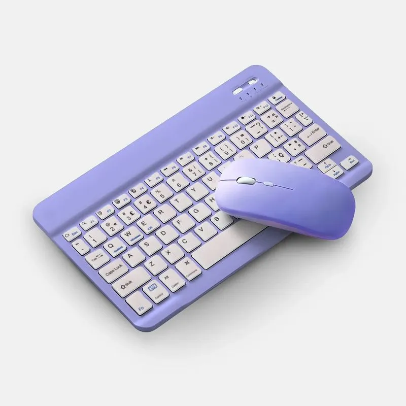 Teclado Sem Fio Bluetooth Recarregável Com Mouse - Roxo