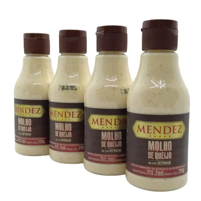 Kit 04 Molho De Queijo Com Alho Defumado Mendez 215ml