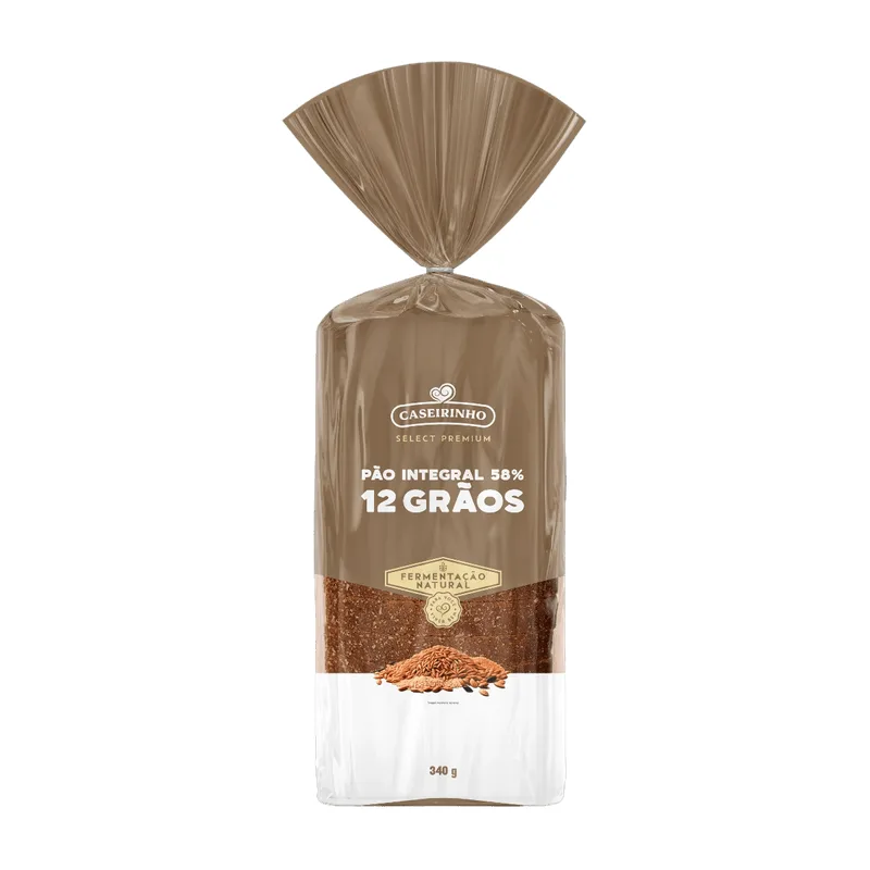Pão CASEIRINHO Select Premium Integral 58% 12 Grãos 340g