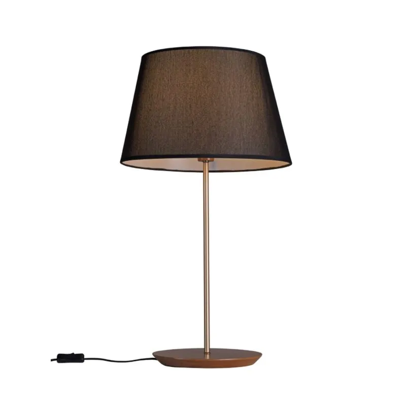 Abajur De Mesa Slim 68cm Castanho Cúpula Preta Madelustre
