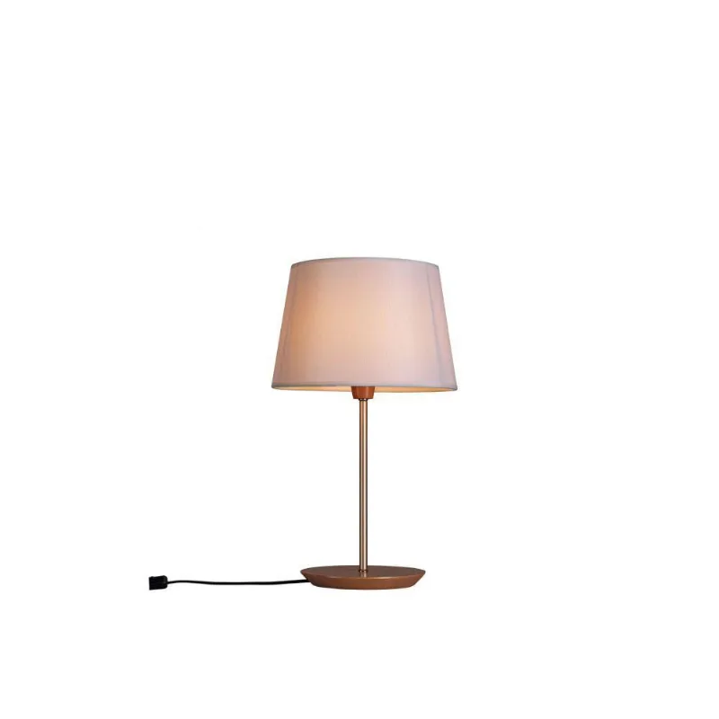 Abajur de Mesa Slim 45cm Castanho Cúpula Algodão Cru