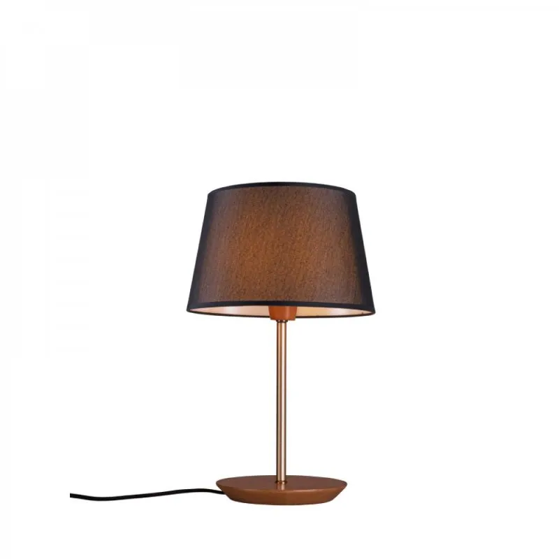 Abajur De Mesa Slim 52cm Castanho Cúpula Preta Madelustre