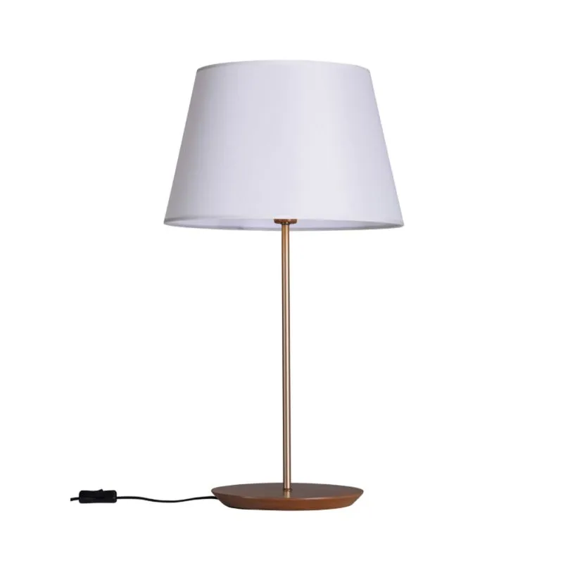 Abajur De Mesa Slim 52cm Castanho Cúpula Branca Madelustre