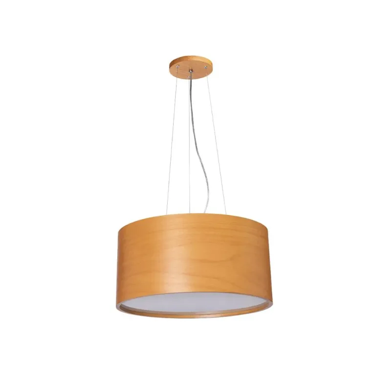 Lustre Pendente Cilíndrico Em Madeira 53cm Navi Madeirado Madelustre