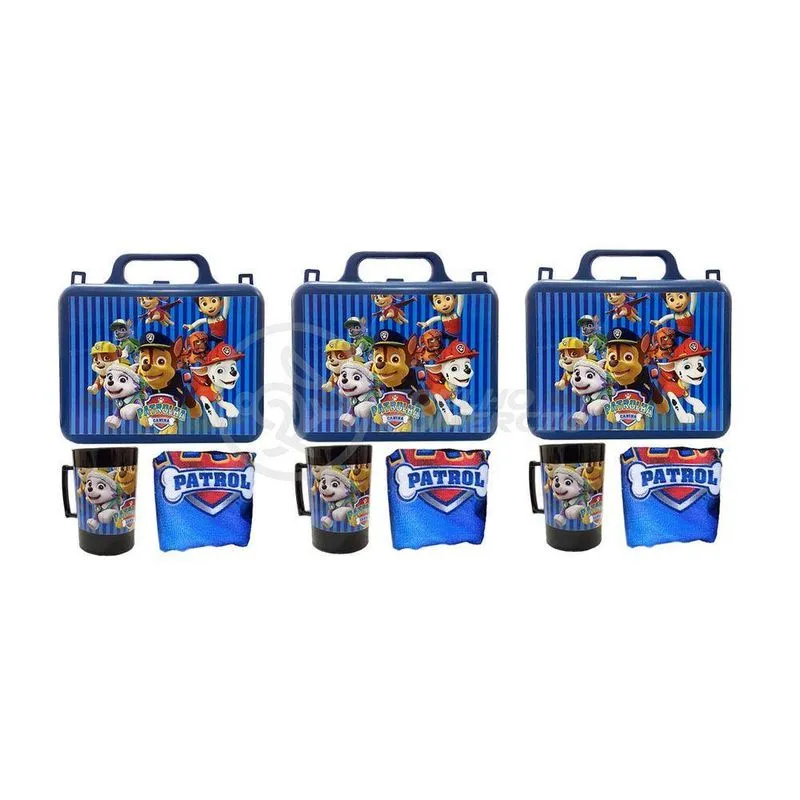 Patrulha Canina 3 Lancheira 3 Copo 3 Mini Toalha azul/preto