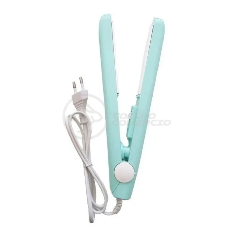 Chapinha Mini Prancha para Viagem Cabelo 17cm Placas Cerâmica 160° Azul Bivolt