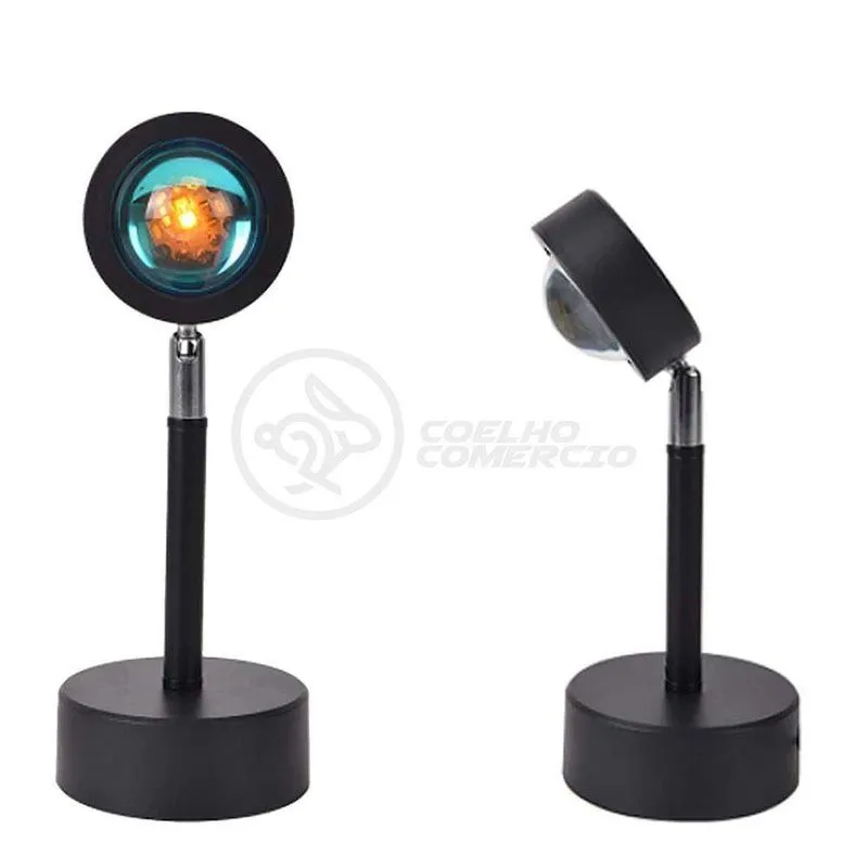 Luminária Projetor Smart Tech Mini Ring Light Sunset Sol Para Efeito Decorativo Usb 5v 5w Amarelo