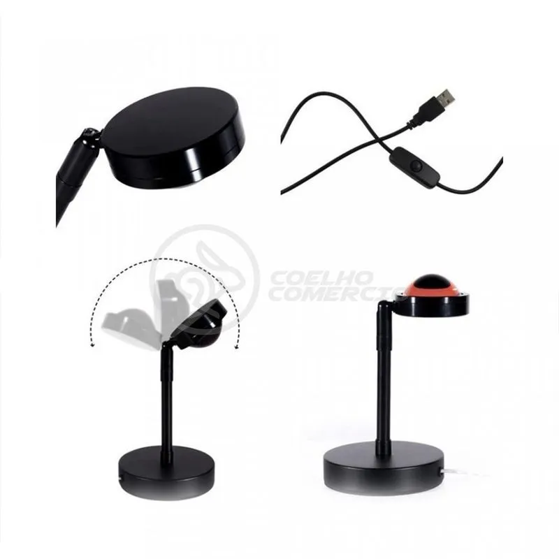 Luminária de Projeção Mini Ring Light Sunset Sol para Luz Circular Colorida com Cabeça Ajustável Sol Smart Tech Luminária de Projeção Mini Ring Light Sunset Sol com Luz Circular Colorida Sol Smart Tech