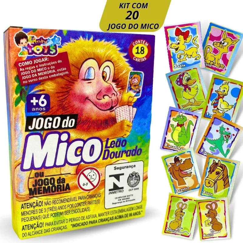 Kit 20 Jogo De Cartas Do Mico + Jogo Da Memória