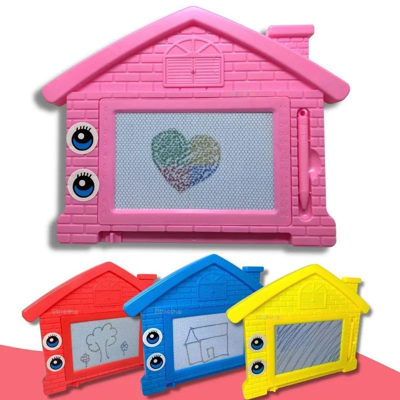 Lousa Mágica Infantil Com Caneta Magnética 30cm - Rosa