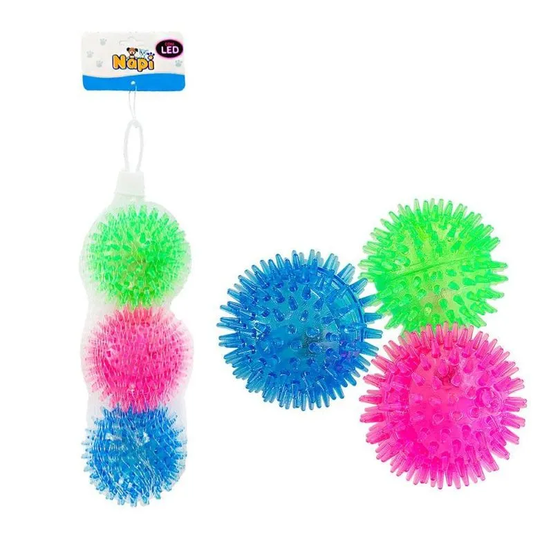 Kit 3 Bolinhas Coloridas Com Led E Barulho Ao Apertar