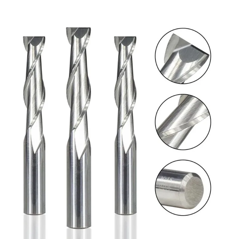 3x Fresa Espiral De Duas Flautas 3,175mm Router cnc