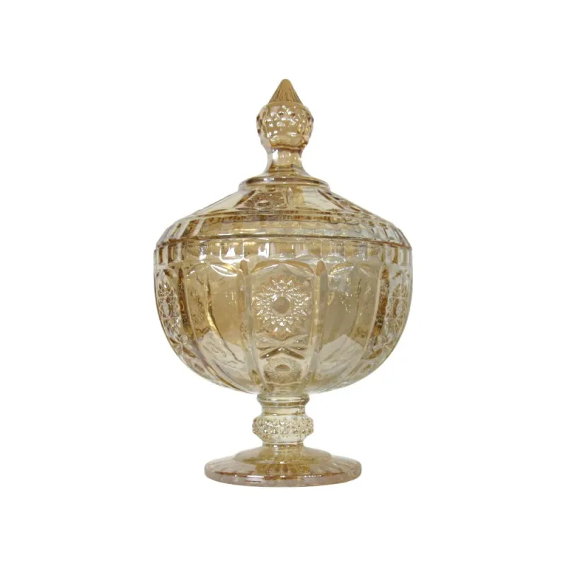 Bomboniere Versailles com Pé em Cristal Âmbar - 23x15,5cm